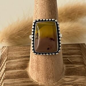 Mookaite Gemstone Ring 925 Sterling Silver Overlay Size 9.25